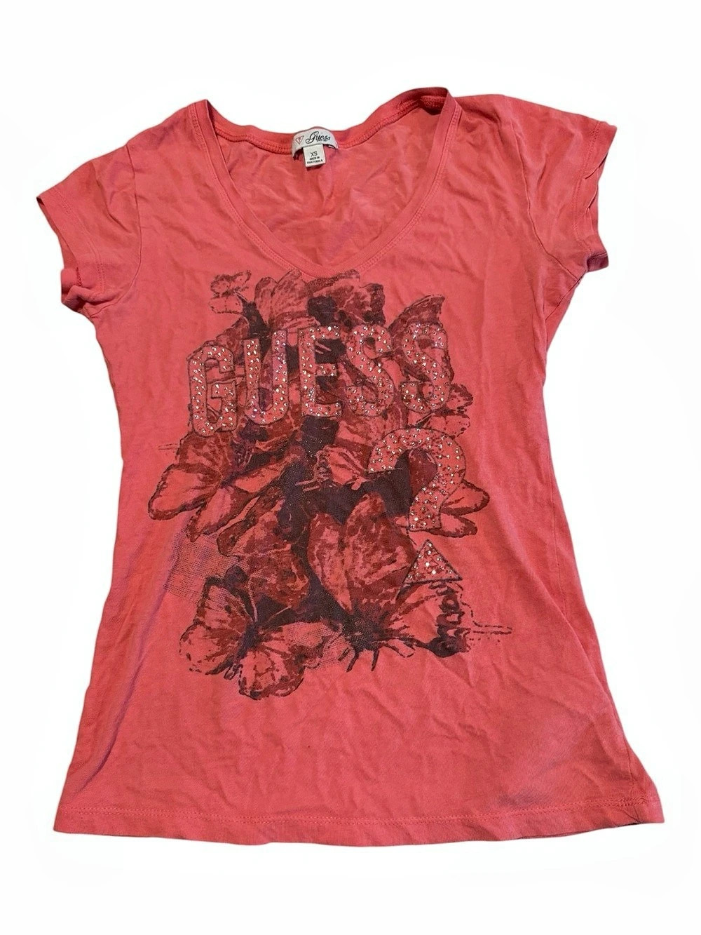 Guess 2000’s Graphic Rhinestone Short Sleeve Tee Size XS